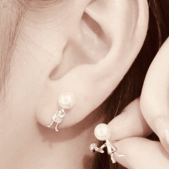 “Marry Me” Boy Flowers Girl Dress Silver Figures Pearl Heads Mismatch Tiny Studs - Picture 2 of 14